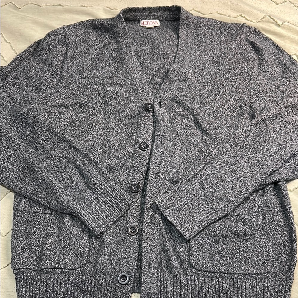 Merona Gray Cardigan Sweater V-Neck Long Sleeves